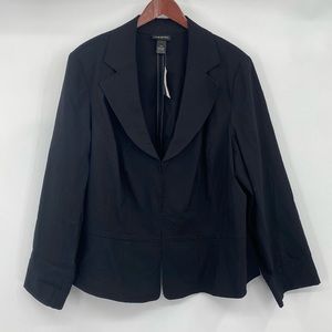 Lane Bryant Blazer Suit Jacket Womens Size 26 Black Long Sleeve Peplum‎ Hook Eye
